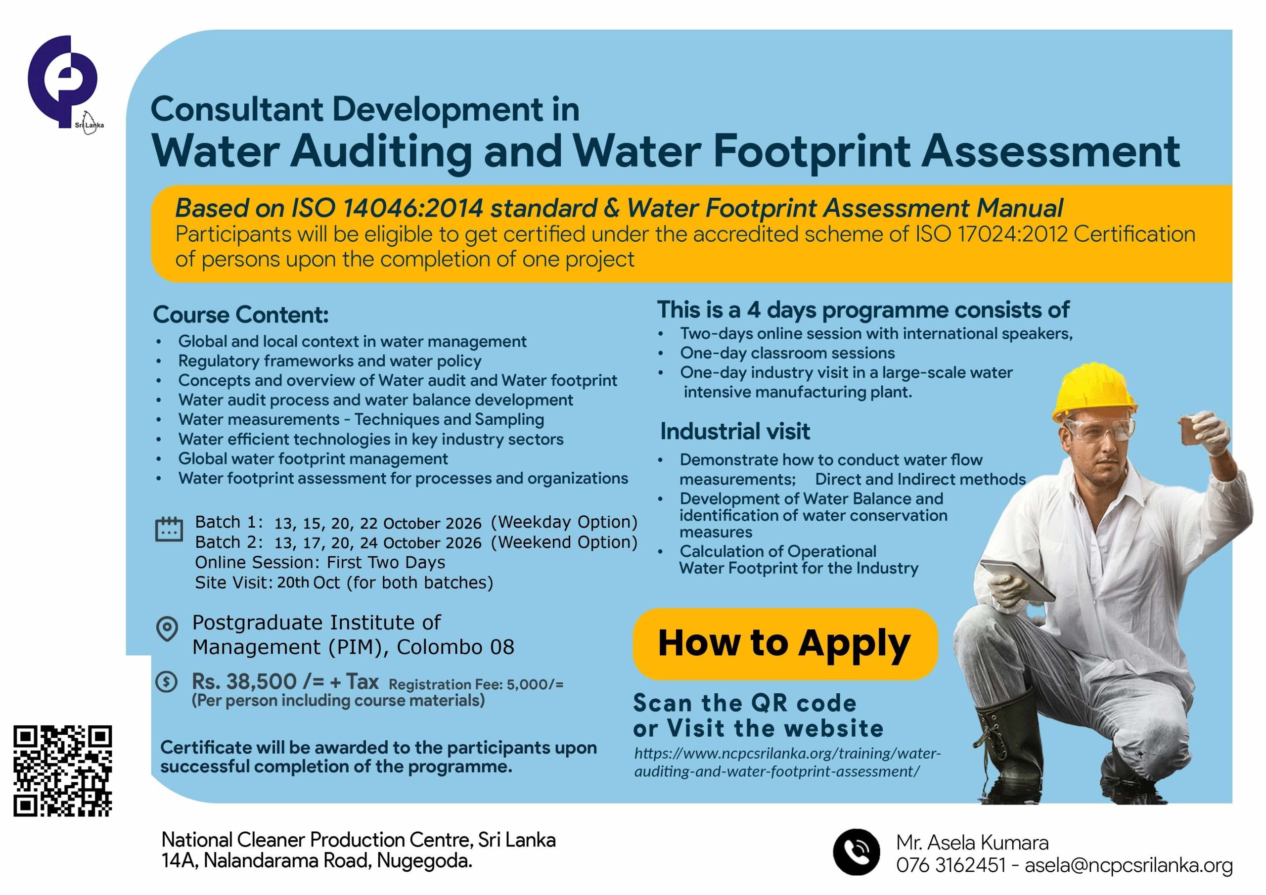 Consultant Development Training Programme on Water Auditing and Water Footprint Assessment 2026